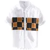 Sommar män skjorta kortärmad vit färg matchande tröjor för män mode retro skjorta mens m-3xl