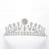 Prom Quinceanera Party Party를위한 레트로 왕실 블루 웨딩 크라운 Tiara Headdress crystal beaded updo 반 머리 장식품 신부 유대인 2132