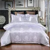 Satin Duvet Cover Bedding Set Jacquard PillowCase Lyx täcker drottning kung storlek bröllop sängkläder ingen fyllning droppe1