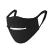 Real zipper face mask cotton washable reusable quick dry cloth Anti-UV face mouth cover easy to drink / smoking black white