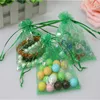 2016 Hot Sale 200pcs/lot 9x12cm Green Organza Pouches With Gold Heart Favor Wedding Gift Bags Drawstring Organza Bags Wholesale