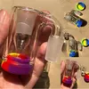 Newest Clear 14mm Male 90 Degree Ash Catcher With Colorful Silicone Contain And Quartz Banger Smoking Accessories For Smoking