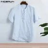 Chemises décontractées en coton et lin pour hommes, t-shirts d'été grand 2xl, vêtements masculins à manches courtes, Camisas Masculina Y19072201