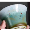 Kiln change sancai gaiwan Japanese-style tea cup bowl pot vintage ceramic dry bubble dish bubble Big tea bowl tureen accessory