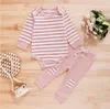 Kids Designer Kleding Jongens Kleding Sets Gestreepte Lange Mouwen Patch Broek Sets Herfst Jumpsuits Broek Outfits Baby Girl Outfit LSK513