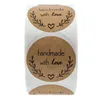 500pcs 1inch Round Natural Kraft Handmade with Love Stickers Thank You Stickers for Wedding Decoration Party Decoration Stickers