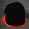 Projektant LED Hat Night Club Party Luminous Baseball Caps Strapback Bawełna Hip Hop Black Sun Visor