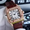 Beste Version TWF V12 W2SA0017 W2SA0011 Weißes Zifferblatt Japan Miyota 8215 Automatische Herrenuhr Euro Out Diamond Inlay Fall Leder Casual Uhren