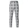 Mens Fashion Plaid calças dos homens de Streetwear Hip Hop Calças justas Chinos Calças Slim Fit Corredores Casual