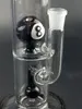 11.8Inch Glass Water Bongs Hookahs Black Number 8 Ball Perc Inline Recycler Dab Rig 14mm Joint