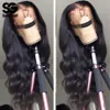 Body Wave Lace Front Wig 13x6 مسبقًا موجة جسم مشتتة بالشعر الشوكي 28 30 بوصة من الدانتيل الأمامي REMY HISH HEAR HIGs for Afro Black Women8660658