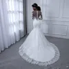 Robes de mariée sirène manches longues robes de mariée dentelle appliques grande taille 2 4 6 8 10 12 14 16 18 20 22 24