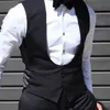 Men's Vests Black Men Vest For Wedding Groom Tuxedo One Piece Slim Fit Waistcoat Solid Color Male Fashoin Clothes