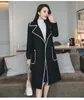 Autunno e inverno moda casual donna giacca di lana allentata più maniche lunghe bavero trench doppiopetto decorazione cappotto