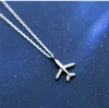 Posrebrzane samolot samolot samolotu Naszyjnik dla kobiet Handmade Crystal biżuteria prezent