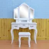 Bedroom furniture Light High End Real Wood Simple Makeup With Lamp Three Color Adjustable Women Dressing Table