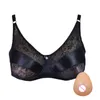 Reggiseni Donna Reggiseno tascabile Forma del seno Mastectomia per protesi in silicone Crossdress Boobs Intimates Pelle nera Color3184