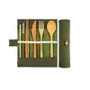 7pcs / set portátil Faqueiro Outdoor Viagem Bamboo talheres Set Faca Chopsticks Fork Colher pano Straw Bag Dinnerware Define YDL053