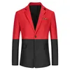 Printemps Automne Mince Style Hommes Blazers Surdimensionné Slim Fit Costume Veste Coréenne Casual Rouge Noir Blanc Patchwork Blazer Chanteur Costume De Scène