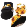 New Summer Two Side Sunflower Cotton Bucket Hat Men Women Panama Fashion Bob Fisherman Hat Outdoor Travel Sunscreen Fishing Cap