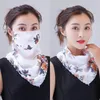 Women Scarf Face Mask Summer Sun Protection Silk Chiffon Handkerchief Outdoor Windproof Half Face Dust-proof Scarves FY6127 0429