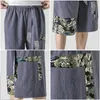 Streetwear shorts de verão homens 2020 novo algodão linho casual mens shorts estilo chinês bermuda bezerro calça curta homens homens