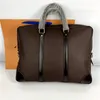 Kvalitet Business Väskor Mens Stickad Designer Hand BriefCases Hög Dokument Äkta Laptop Läderväska DJWCH