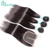 Monstar 30 32 34 36 38 40 inch Brazilian Hair Weave Bundles with Closure Straight Hair Bundles with Closure Human Hair Extension