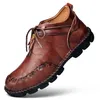 winterlaarzen heren echt leer enkel top kwaliteit warme sneeuw mode laars chaussure homme