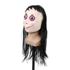 LED straszny Momo Maska Gra Horror Maska Cosplay Pełna głowa Momo Maska Duże oko z długimi perukami Halloween Party rekwizyty