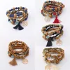 Shipping Tree of Life Tassel Pendant Bracelets 5 Styles Boho Multilayer Wood Bead Bracelet Charm Stretch Bangle Birthday Gift