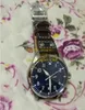 럭셔리 남성 시계 큰 파일럿 자정 파란색 다이얼 브라운 가죽 스트랩 46mm 자동 패션 남성 시계 손목 시계