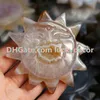 2 stks Mooi 8-11cm Willekeurige Size Gemengde Willekeurige Stijl Druzy Agate Crystal Happy Sun Hand Gesneden Natuurlijke Sparkly Drusy Geode Glimlachende Gezichtszon