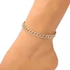 14k Gelado 8mm Cubana Link Chain Anklet Zircônia Para As Mulheres Bling Charme Jóias Cúbicas Zirconia Anklet Atacado