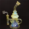 9inch Silver Glass Bong Fumed Colored Dab Oil Rigs Heady hookah with 4MM Quartz Banger Nail Recycler Oil Bubbler Cyclone Perc