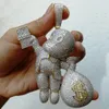 Pedras CZ de latão de alta qualidade tamanho grande bolsa de dinheiro dos desenhos animados pingente hip hop colar jóias bling bling bling CN044B CX200721