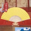 Multi Colors Summer Chinese Pure Color Hand Paper Fans Pocket Folding Bamboo Fan Wedding Party Favor Wholesale Free shipping