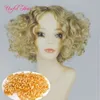 Synthetische pruik korte pruiken gevlochten pruiken fabriek prijs afro kinky krullend natuurlijke golf krulblonde ombre bruine pruiken voor weefsels Vcne