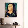 Tecknad rolig Mona Lisa -affischer Kända oljemålningar på duk Söt Mona Lisa da Vinci Wall Art Bilder för vardagsrum6044977