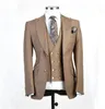 Custom-made Two Buttons Groomsmen Peak Lapel Groom Tuxedos Men Suits Wedding/Prom/Dinner Best Man Blazer(Jacket+Pants+Tie+Vest) W275