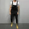 Männer Jeans 2022 Mode Retro Design Slim Schwarz Blau Denim Overall Geschredderte Baumwolle Strampler Männliche Lätzchen Jean Hosen1