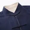 Ropa étnica para hombre de algodón de algodón de manga larga de dos caras, ropa china tradicional, traje de tang, chaqueta superior, abrigo para hombres, uniforme.