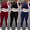 여성 Tracksuit 2020 두 조각 세트 자르기 바지 땀 정장 Womens Bodycon Ensemble Femme 2 조각 세트 복장 스포츠 휴일 P0