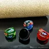 8pcs 믹스 믹스 색상 중국 스타일 보석 램프 워크 유리 무라노 반지 17-19mm 그린 블루 블랙 붉은 꽃