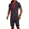 Męskie Kombinezony Zipper Bluzy Kombinezony Kombinezony Casual Mężczyźni Sport Jogger One-Pieczęte Playsuit Mężczyźni Krótki Rękaw Odzież Streetwear CX200730