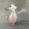 Mini bongo de vidro de 4,7 polegadas Penguin Bongs de água narguilé rosa pé queimador de óleo Dab Rigs