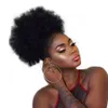 Alimagisk Drawstring Afro Kinky Curly Personal Human Hair Non-Remy Indian Hair Extensions Pony Tail för afroamerikan