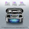 LED Display True Wireless Earphone F9 TWS Sports Headphones Stereo Bass Noise Cancelling Headset Earbud With Mic 2000mah Charging box