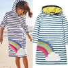 Kids Designer Kleding Meisje Dier Geappliceerd Prinses Jurken Gestreepte Kinderen Hooded Jurk Lange Mouw Baby Outfits 6 Designs DW4378