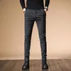 Plaid Pants Men 2020 Summer Business Dress Slim Fit Skinny Trousers Male Cheap Clearance Casual Stretch Vintage Black Work Pants